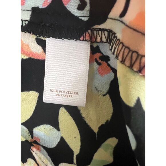 LC Lauren Conrad Women Pleat Neck Blouse Plus Size XXL Black Multicolor Floral - Picture 9 of 11